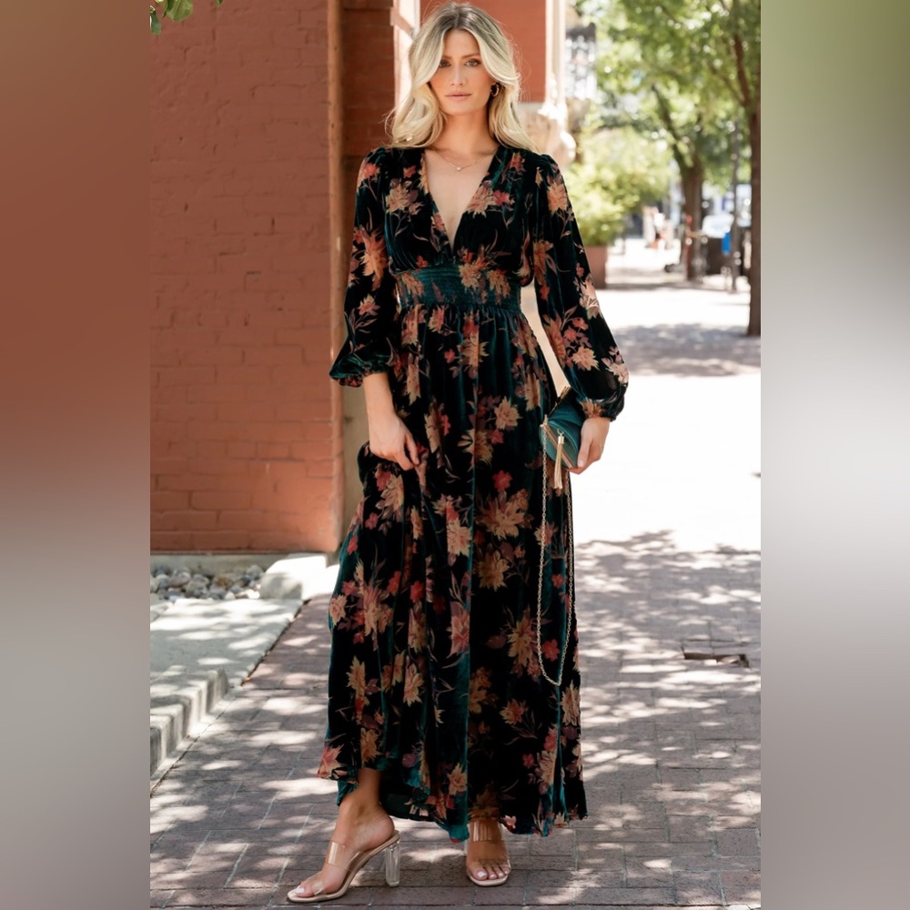 Baltic Born Floral Maxi Dress - Green and Brown